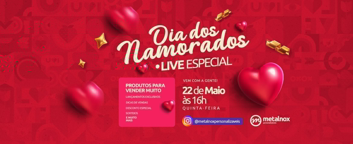 Nos Assista no instagram especial namos, teremos lançamentos dicas de vendas, desconto especial para o site, sorteio de brindes personalizaveis e emuito mais...