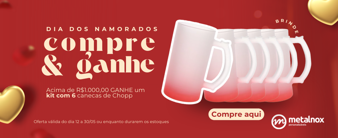 ganhe nas compras acima de R$ 1000 kit 6 canecas de chopp