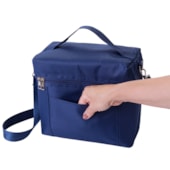 Bag Térmica Azul Com Alça Ajustavél E Bolso Frontal Preta de Poliéster 7,5l