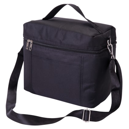 Bag Térmica Preta Com Alça Ajustavél E Bolso Frontal Preta de Poliéster 7,5l