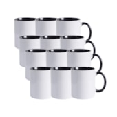 Caneca Para Sublimação Branca Com Interior, Alça E Borda Preta 325ml
