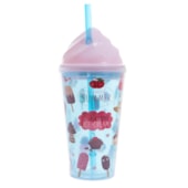 Copo Com Canudo Ice Cream Tapa Sorvete 500ml Copo Com Canudo Ice Cream Tapa Sorvete 500ml