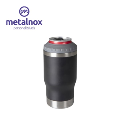 Copo Termico Inox Preto C/ Abridor Cerveja 3 Em 1 420ml