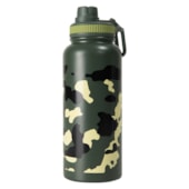 Garrafa Squeeze Térmica Com Tampa Emborrachada Camuflagem Verde de 900ml - Sem Resina