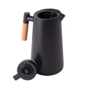 Garrafa Térmica Com Cabo de Bambu Home de 1l Preta - Sem Resina - Com Exibição Digital de Temperatura