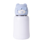 Garrafa Térmica Inox Com Tampa Urso Azul Com Bico de Silicone E Canudo de 435ml