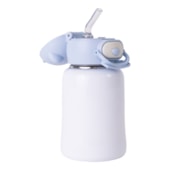 Garrafa Térmica Inox Com Tampa Urso Azul Com Bico de Silicone E Canudo de 435ml