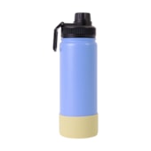Garrafa Térmica Para Sublimação de Inox Azul Fosca Com Base de Silicone Amarela de 500ml