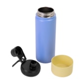 Garrafa Térmica Para Sublimação de Inox Azul Fosca Com Base de Silicone Amarela de 500ml