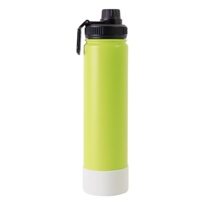 Garrafa Térmica Para Sublimação de Inox Verde Fosca Com Base de Silicone Branca de 750ml