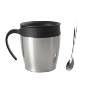 Kit 1 Caneca Termica Inox Camp  C/ Tampa Prata E Colher 330ml