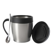 Kit 1 Caneca Termica Inox Camp  C/ Tampa Prata E Colher 330ml