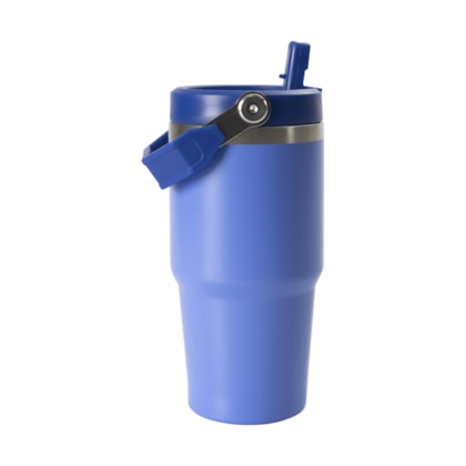 Kit 1 Copo Termico Inox Flip C/  Alca Azul 590ml