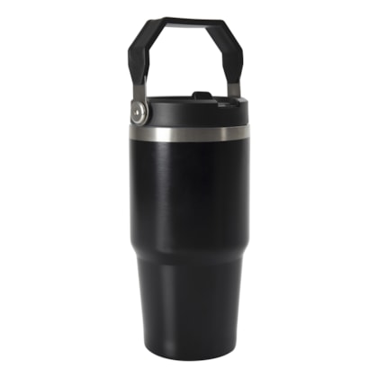 Kit 1 Copo Termico Inox Flip C/  Alca Preta  590ml  Sem Resina