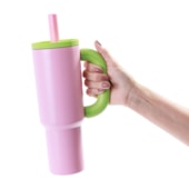 Kit 1 Copo Térmico Inox Para Sublimação Funny Rosa de 1100ml