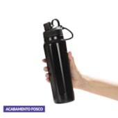 Kit 1 Garrafa Termi Inox Aquamax C/ Alca Preta Fosca 750ml S/ Resina