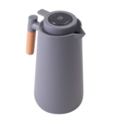 Kit 1 Garrafa Termica Com Cabo de Bambu Home de 1 Litro Cinza - Sem Resina - Com Exibicao Digital de Temperatura