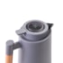 Kit 1 Garrafa Termica Com Cabo de Bambu Home de 1 Litro Cinza - Sem Resina - Com Exibicao Digital de Temperatura