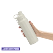 Kit 1 Garrafa Termica Inox Aquamax C/ Alca Branca Fosca 750ml