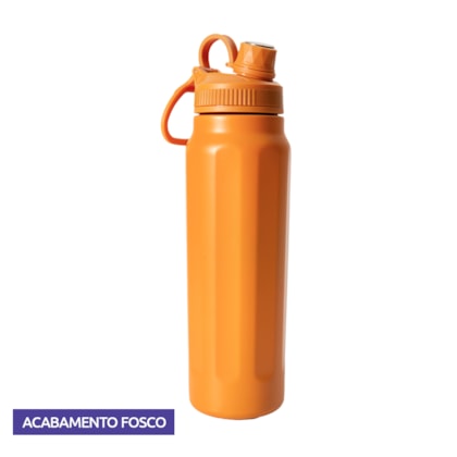 Kit 1 Garrafa Termica Inox Aquamax C/ Alca Laranja Fosca 750ml