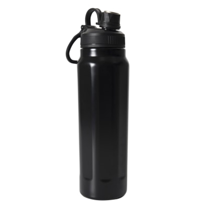 Kit 1 Garrafa Termica Inox Aquamax C/ Alca Preta 750ml Sem Resina
