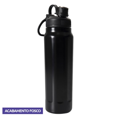 Kit 1 Garrafa Térmica Inox Aquamax C/ Alça Preta Fosca 750ml Sem Resina