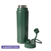 Kit 1 Garrafa Termica Inox Aquamax C/ Alca Verde Fosca 750ml