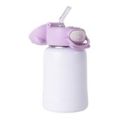 Kit 1 Garrafa Termica Inox Com Tampa Urso Lilas Com Bico de Silicone E Canudo de 435ml
