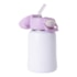 Kit 1 Garrafa Termica Inox Com Tampa Urso Lilas Com Bico de Silicone E Canudo de 435ml