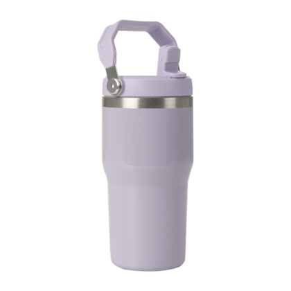 Kit 1 Garrafa Térmica Inox Flip C/ Alça Roxa 590ml
