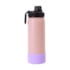 Kit 1 Garrafa Térmica Para Sublimação de Inox Rosa Fosca Com Base de Silicone Lilás de 500ml