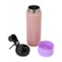 Kit 1 Garrafa Térmica Para Sublimação de Inox Rosa Fosca Com Base de Silicone Lilás de 500ml