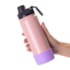 Kit 1 Garrafa Térmica Para Sublimação de Inox Rosa Fosca Com Base de Silicone Lilás de 500ml
