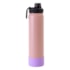 Kit 1 Garrafa Térmica Para Sublimação de Inox Rosa Fosca Com Base de Silicone Lilás de 750ml