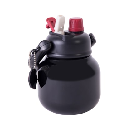 Kit 1 Garrafa Termica Puffy Preta de 600ml - Sem Resina