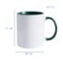 Kit 12 Caneca de Cerâmica Branca Com Interior, Alça E Borda Verde 325ml