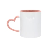 Kit 12 Caneca de Cerâmica Para Sublimação Com Alça de Coração E Interior Rosé Claro 325ml