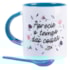 Kit 12 Caneca Para Sublimação de Cerâmica Branca Com Colher E Interior Azul 325ml