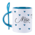 Kit 12 Caneca Para Sublimação de Cerâmica Branca Com Colher E Interior Azul 325ml