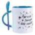 Kit 12 Caneca Para Sublimação de Cerâmica Branca Com Colher E Interior Azul 325ml