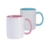 Kit 12 Canecas Ceram Bca 325ml Com Int/Alca Colorido 6 Azul 6 Rosa