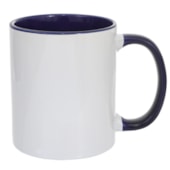 Kit 12 Canecas de Cerâmica Branca Com Interior/Alça Azul Violeta Para Sublimação 325ml