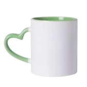 Produto Kit 12 Canecas de Cerâmica Branca Para Sublimação Com  Alça de Coração E Interior Verde Médio de 325ml