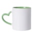 Kit 12 Canecas de Ceramica Branca Para Sublimacao Com Alca de Coracao E Interior Verde Medio de 325ml

