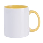 Kit 12 Canecas de Cerâmica Branca Para Sublimação Com Interior/Alça Amarelo de 325ml - 43678