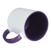 Kit 12 Canecas de Cerâmica Branca Para Sublimação Com Interior/Alça Roxa de 325ml