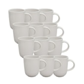 Kit 12 Canecas de Cerâmica Cônica Branca 275ml Sem Resina