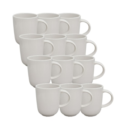 Kit 12 Canecas de Cerâmica Cônica Branca 275ml Sem Resina