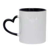 Kit 12 Canecas de Cerâmica Para Sublimação Com Alça de Coração E Interior Preto de 325ml Kit 12 Canecas de Cerâmica Para Sublimação Com Alça de Coração E Interior Preto de 325ml