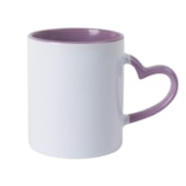 Kit 12 Caneca Ceramica Branca Alca Coracao Int. Violeta 325ml